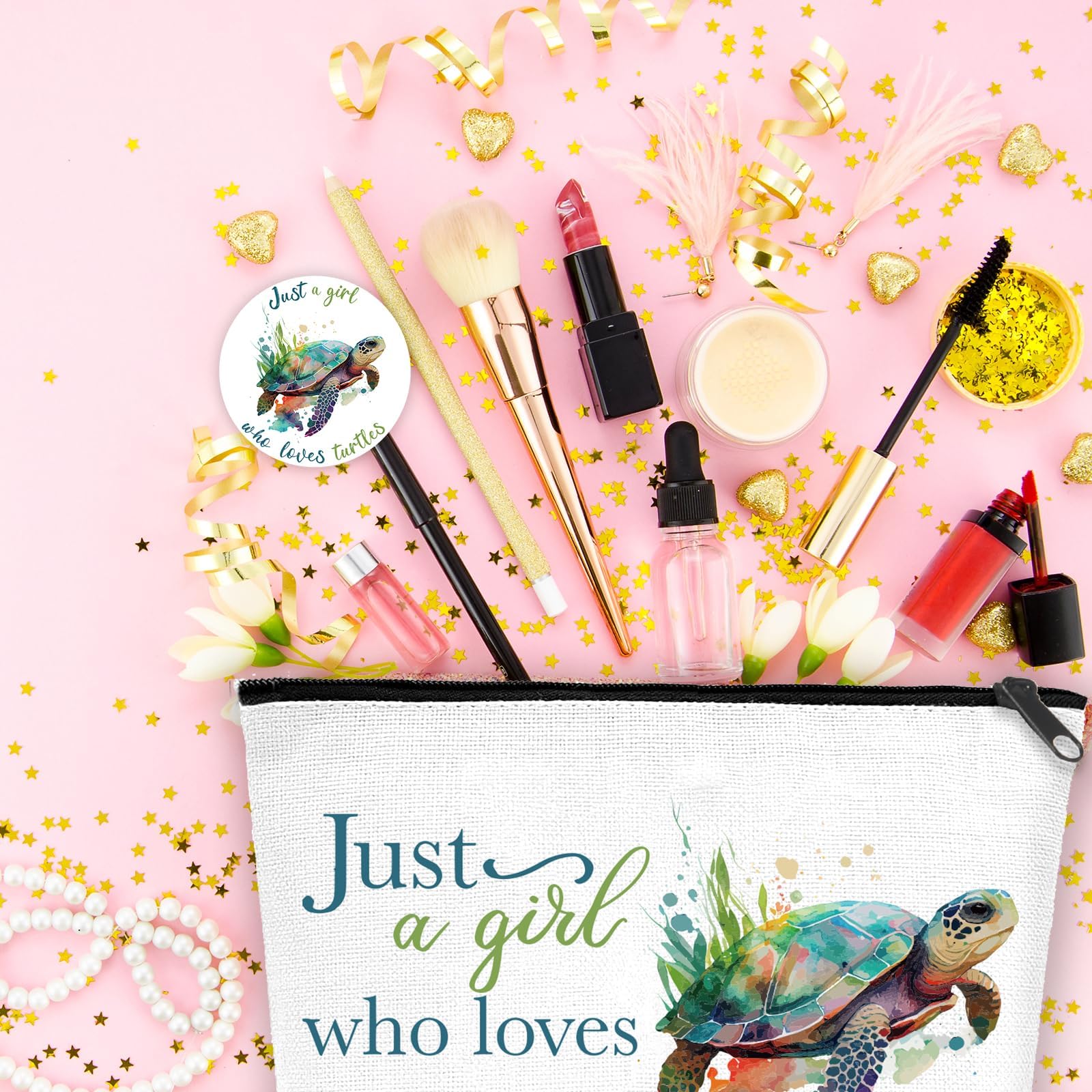 Sea Turtle Makeup Bag for Women - Cute Turtle Lovers Gift Set for Beach Travel & Toiletry - Funny Birthday Present for Teen Sisters & Turtle Enthusiasts - Perfect for Vacation, Cosmetics Storage & Turtle-Themed Decor