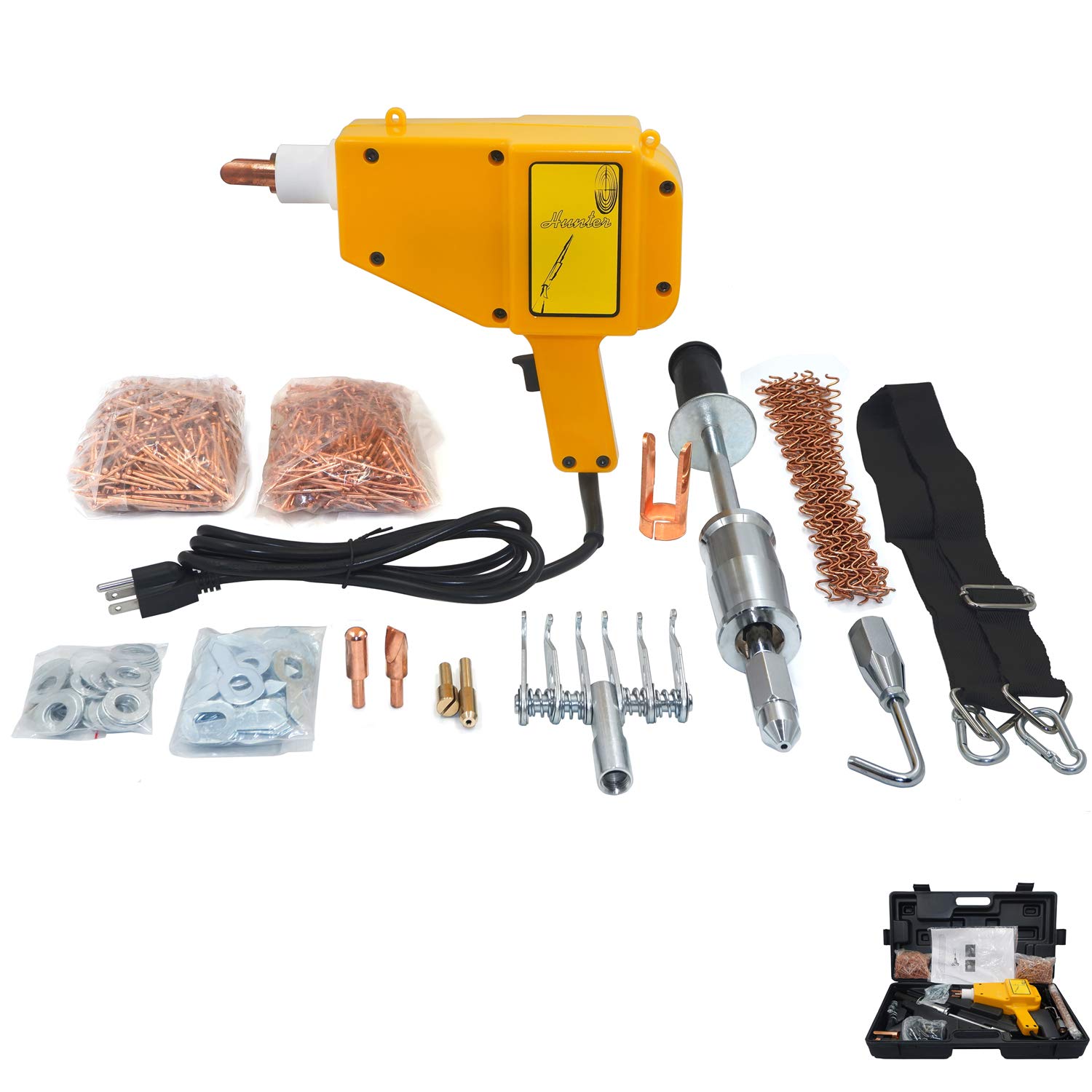 HongK- 1600A 110V Car Dent Puller Kit with Multi-Hook Weld Meson Pads - Professional Auto Body Repair Tool for Dents, Creases & Hail Damage (P/N: ET-CAR-FIX001-RAW) - Perfect for DIY Garage Repairs & Professional Auto Shops