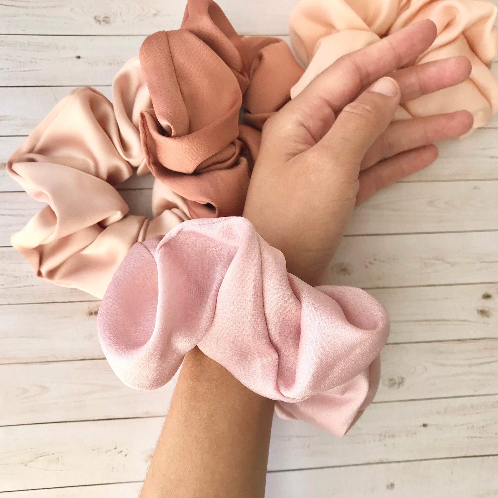 6-Piece Satin Silk Scrunchies for Women - Soft No-Slip Hair Ties, Ponytail Holders for Thick Hair - Gentle Wedding & Bridal Accessories (Perfect for Daily Use, Workouts, and Special Occasions)
