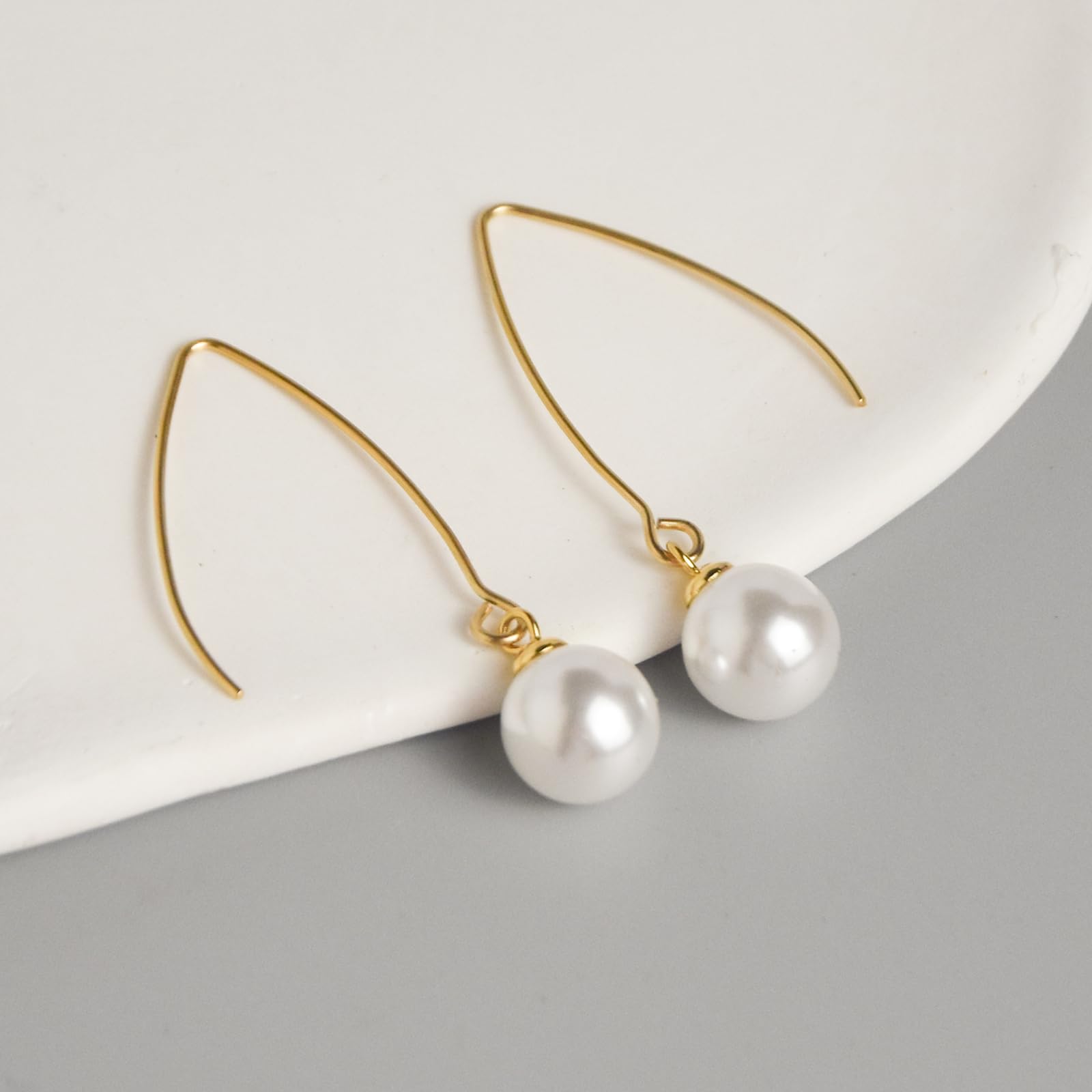 14K Gold Pearl Drop Dangle Earrings for Women - Elegant Threader Pearl Earrings for Wedding, Bridal & Special Occasions | Perfect Birthday, Christmas & Mother's Day Gift | Great for Parties, Date Nights & Formal Events