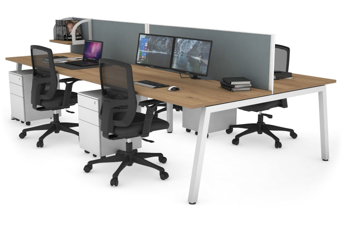 Quadro 4-Person Office Workstation Desk - 1200L x 800W with Cable Management Scallop - Perfect for Collaborative Workspaces, Team Meetings & Open Office Environments