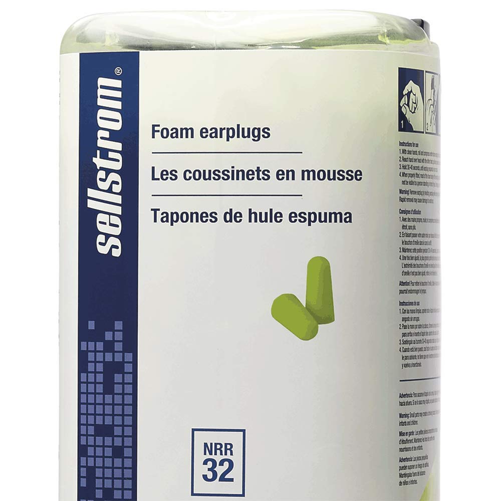 Sellstrom Disposable Uncorded Foam Ear Plugs - 32dB NRR Noise Reduction, Hi-Viz Green (500 Pack) - Ideal for Construction, Manufacturing, and Loud Work Environments