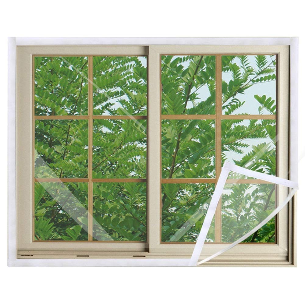 YAYADU Transparent Window Film - Insulation, Dust Proof, Windproof & Soundproof Sticker with Tape for Patio Doors, Pet Cages (400x300cm, Clear) - Perfect for Home, Office & Winter Weather Protection