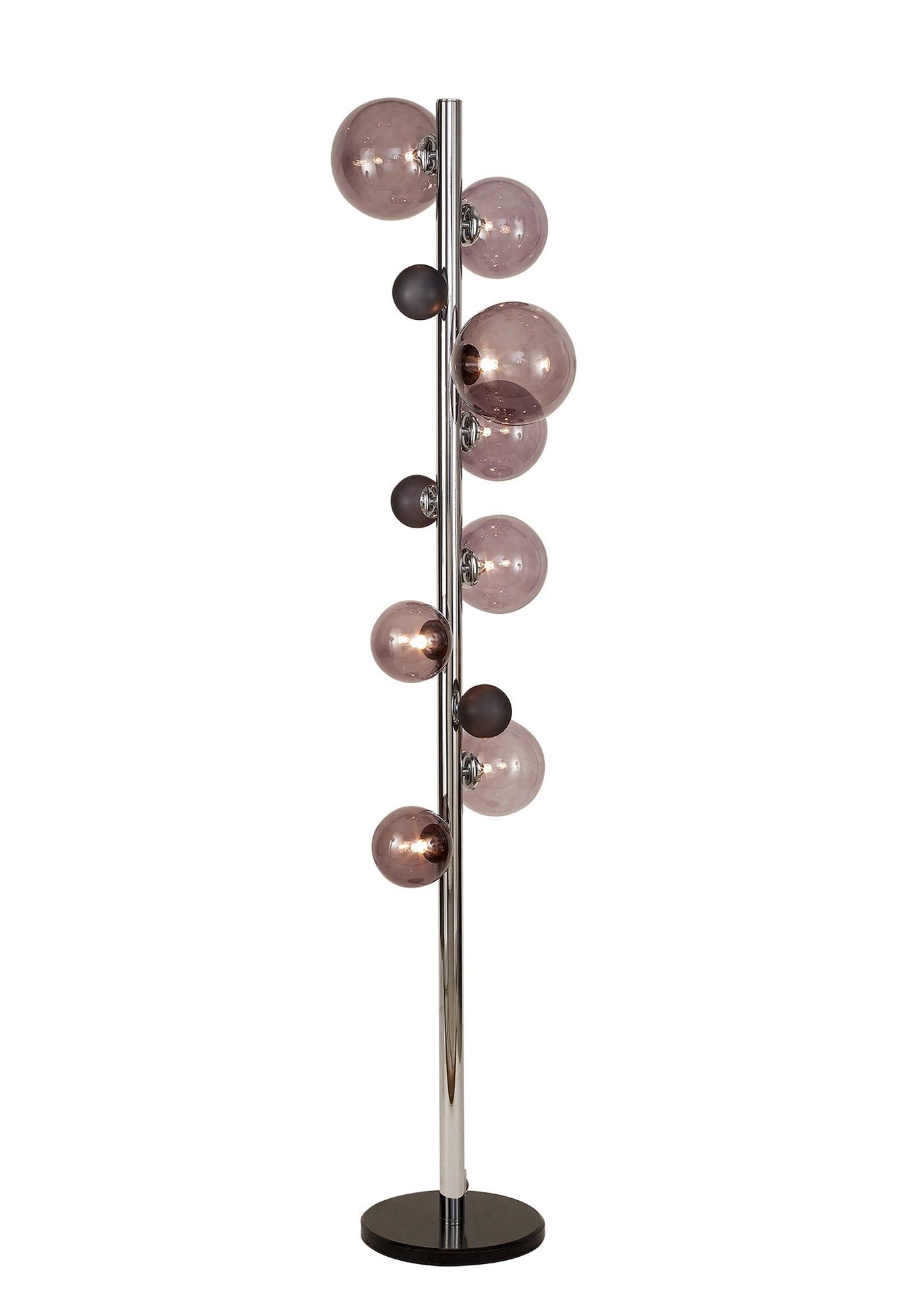 Modern Austin Floor Lamp - 8 Light G9 Base in Copper & Opal, Polished Chrome & Iridescent, or Polished Chrome & Black with Smoked Glass Shade - IP20 Rated for Living Room, Bedroom, or Office Lighting