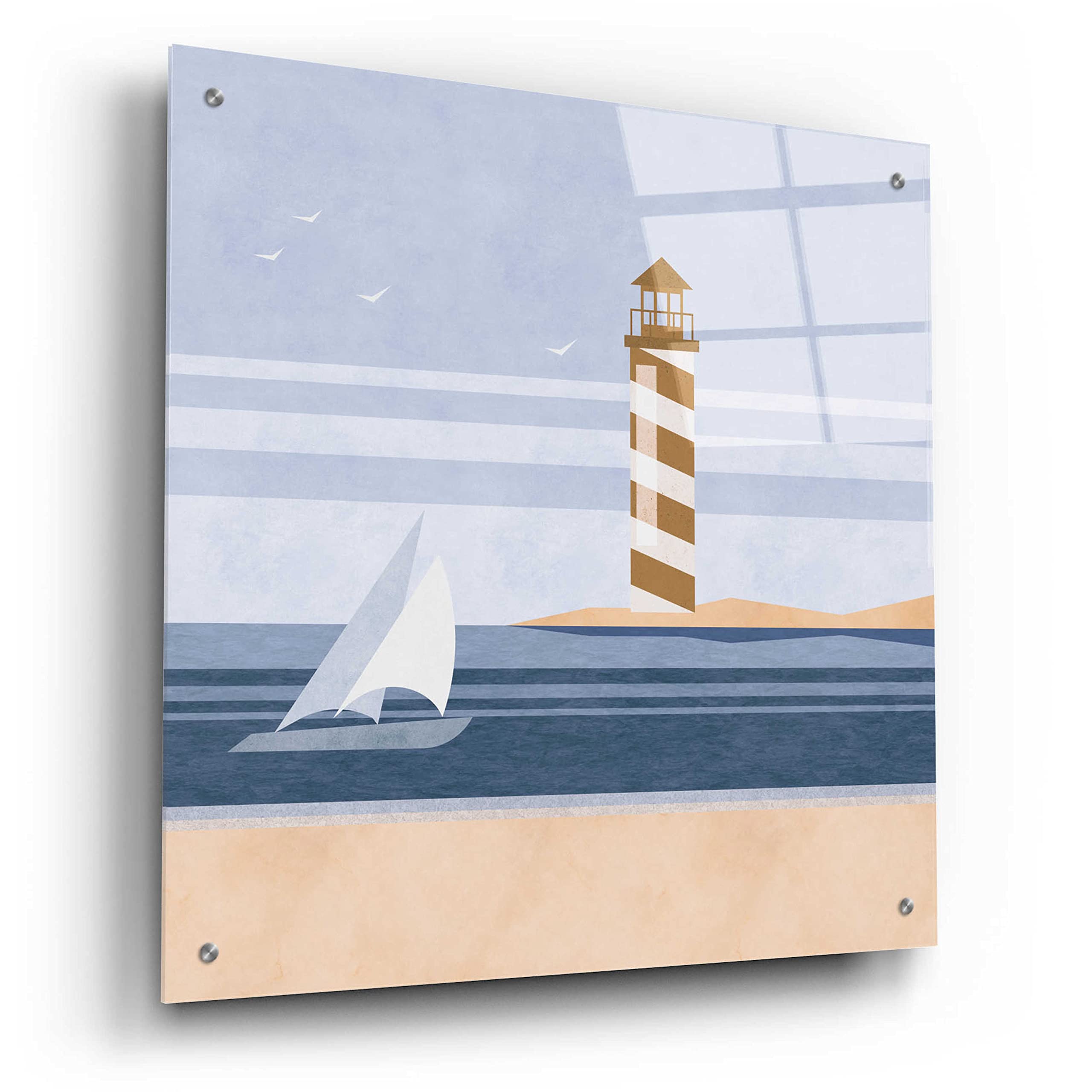 Premium 'Cape Cod Lighthouse' Acrylic Glass Wall Art by Andrea Haase – 24x24 Inches – Coastal Home Decor for Living Room, Bedroom, or Office