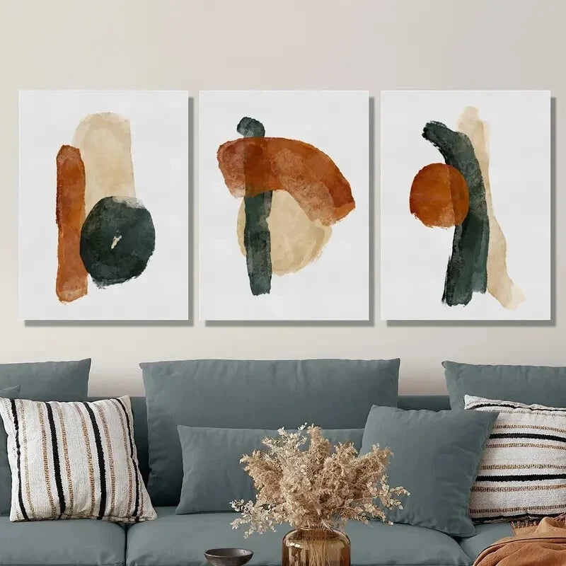 3-Piece Abstract Color Art Set - Rust Texture & Terracotta Metal Prints - Ready to Hang Wall Decor for Living Room, Bedroom & Office