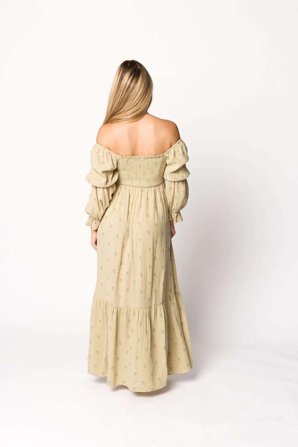 Emerson 100% Cotton Bump Friendly Maternity Maxi Dress in Thyme Green - Perfect for Pregnancy, Nursing, and Summer Casual Wear
