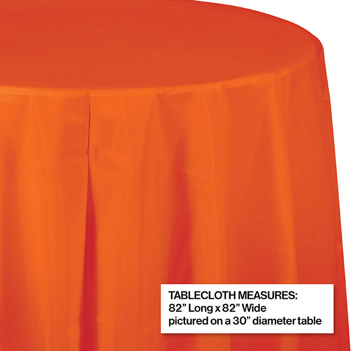 12-Piece Bulk Sunkissed Orange Round Plastic 82-Inch Table Covers - Perfect for Parties, Weddings, and Outdoor Events