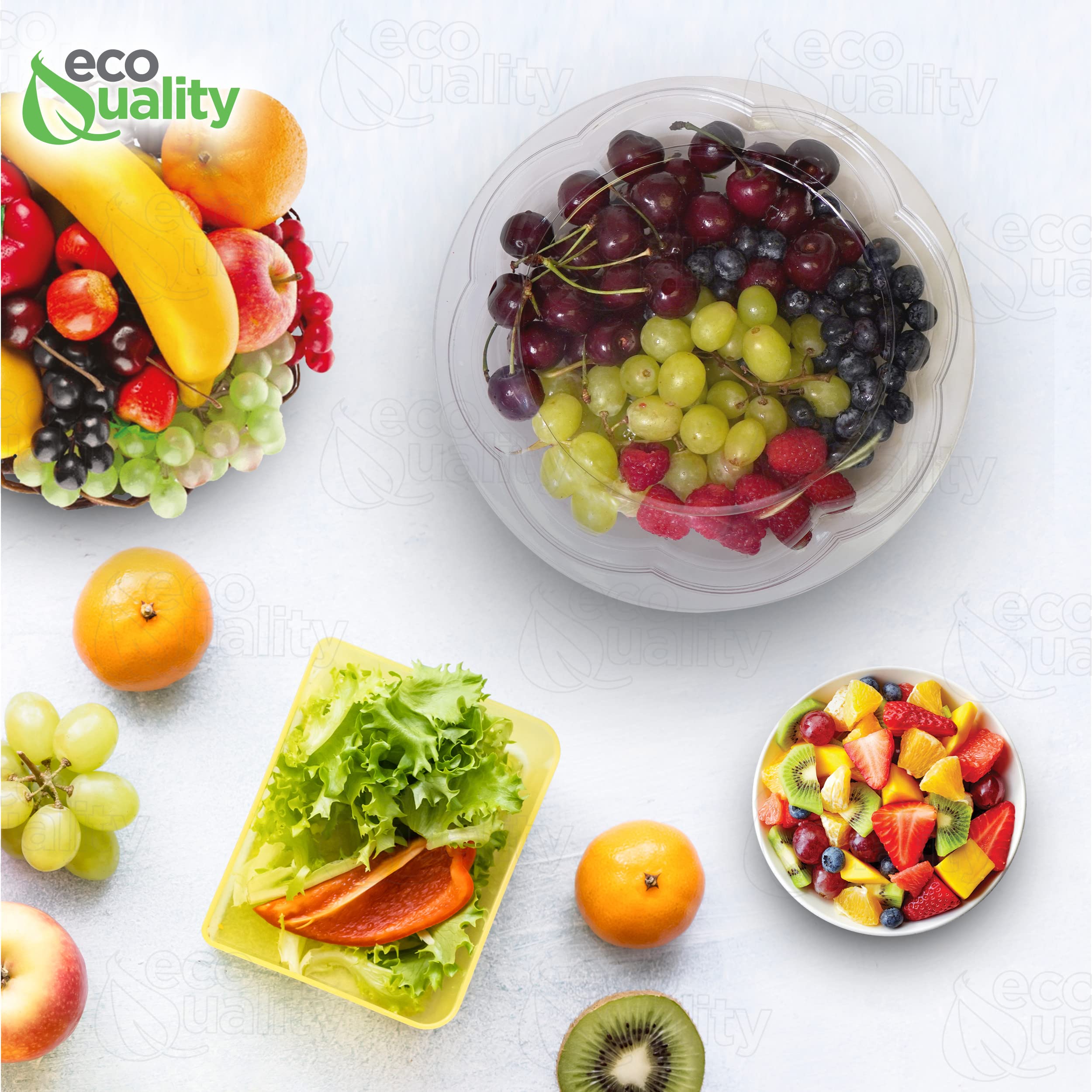 40oz Clear Plastic Salad Bowls with Lids (200 Count) - Disposable Airtight Food Containers for Lunch, Meal Prep, Salads, Fruits, Parfait | Leak Proof & Fresh Storage | Perfect for Office, Picnics, Catering & Takeout | Rose Bowl Design (40oz)