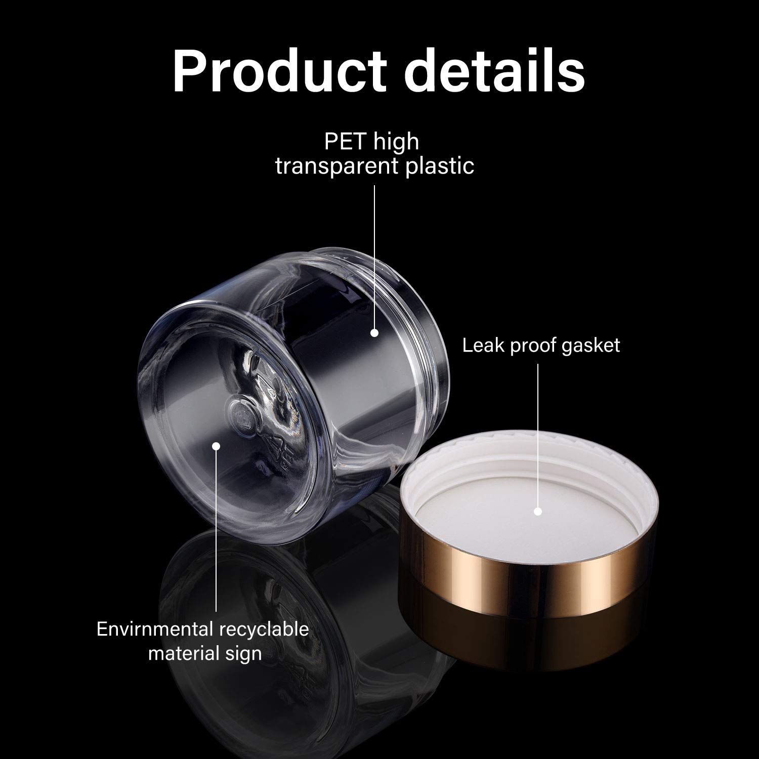SATINIOR 24-Piece Clear Plastic Jars with Lids - 2 oz Round Cosmetic Containers with Gold Lids for Creams, Lotions, DIY Beauty Products & Food Storage - Perfect for Salons, Home Organizers & Crafters
