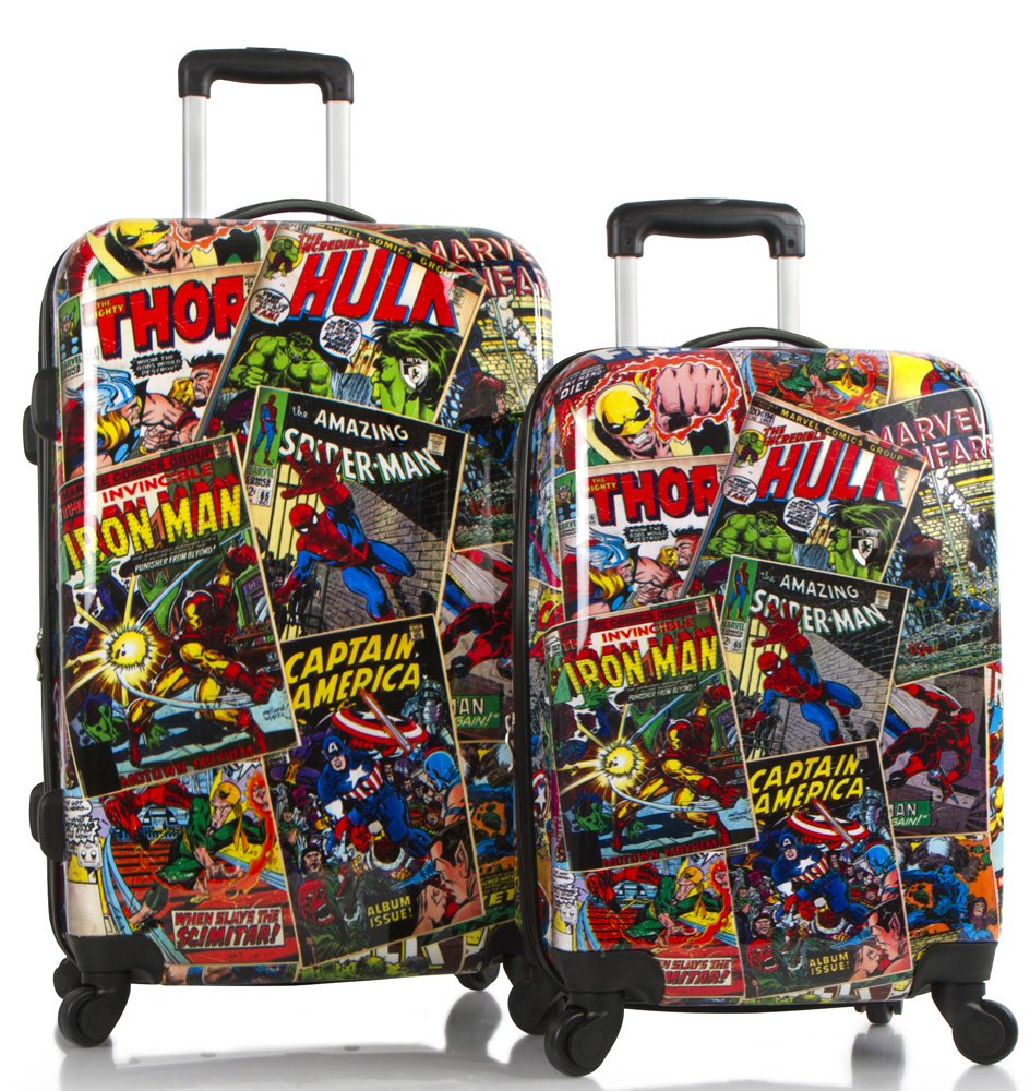 Marvel Comics 2-Piece Spinner Luggage Set - Lightweight Durable Suitcase with 360° Wheels for Travel, Business Trips & Vacations - Perfect for Airplane Carry-On & Checked Baggage