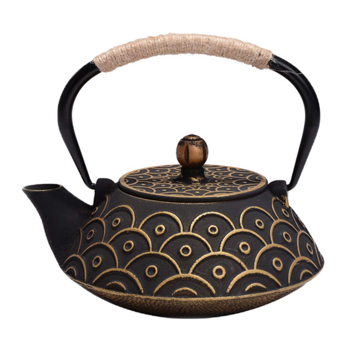 Premium Tetsubin Cast Iron Tea Kettle - Authentic Japanese Fish Pattern Design with Stainless Steel Infuser - 30.4oz Capacity - Perfect for Traditional Tea Ceremonies & Home Brewing