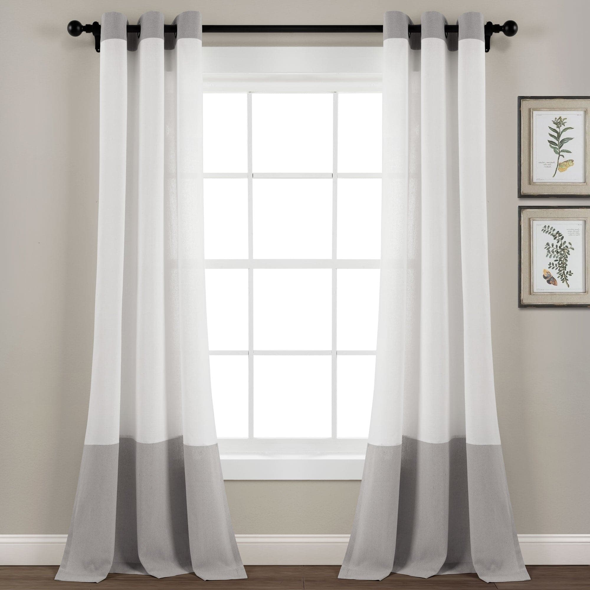 Stylish Faux Linen Grommet Color Block Window Curtain Panel - Modern Home Decor for Living Room & Bedroom