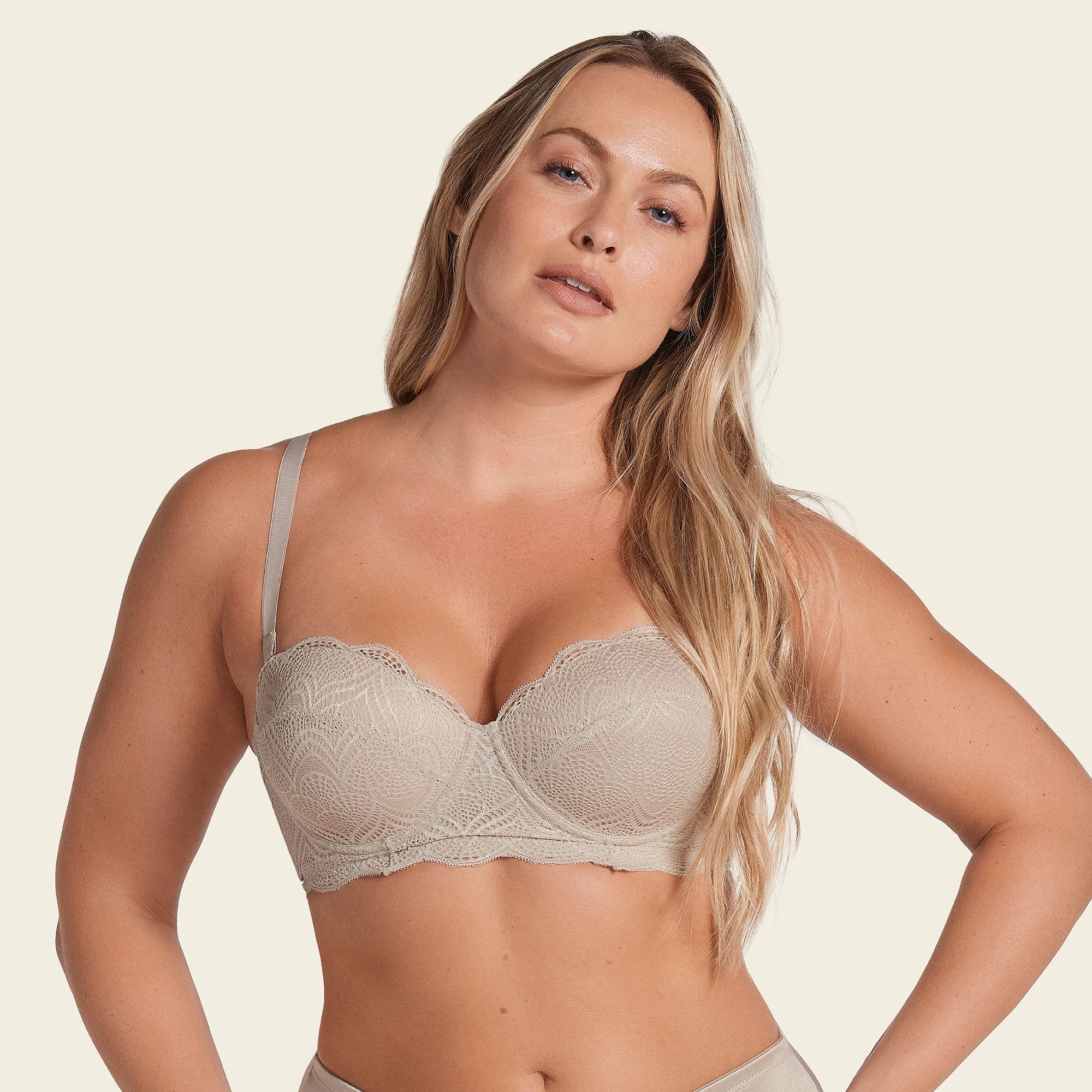 Leonisa Strapless Bras for Women - Full Coverage Push Up Bra with Lace & Removable Pads | Comfortable & Supportive for Weddings, Parties & Everyday Wear