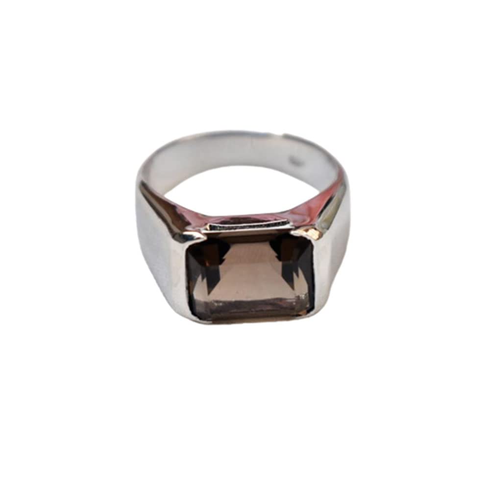 Natural Smoky Quartz Ring for Men - 925 Sterling Silver Gemstone Ring, Handmade Ottoman Style Heavy Band - Brown Birthstone Jewelry, Promise Gift for Him - Perfect for Weddings, Anniversaries & Special Occasions