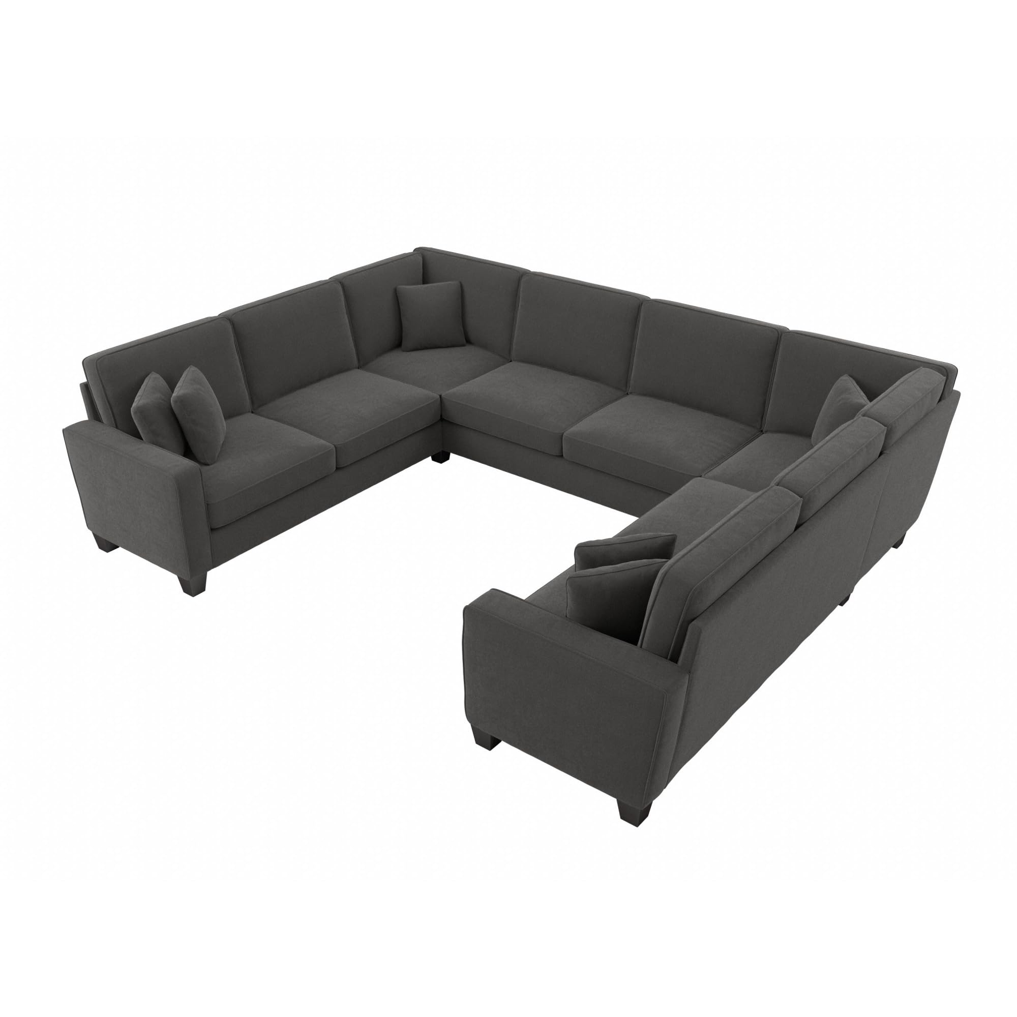 Bush Furniture 125 Inch U-Shaped Sectional Sofa - Modern Living Room Couch with Pet-Friendly Fabric, Stockton Collection, Charcoal Gray Herringbone - Perfect for Family Gatherings & Home Theater Setup