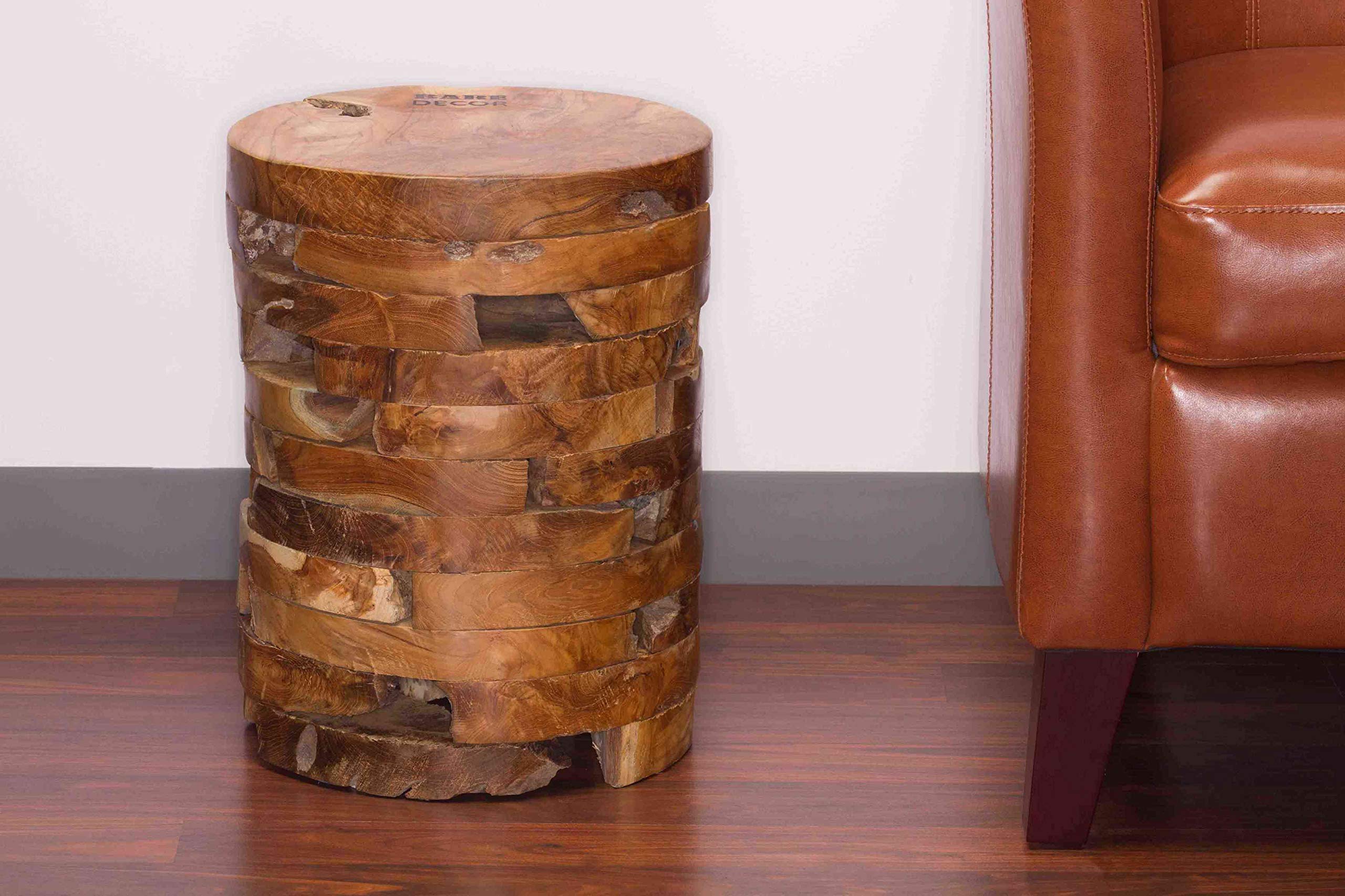 Bare Decor Stonehenge Solid Teak Wood Accent Table - Handcrafted Natural Wood Side Table for Living Room, Bedroom & Office Decor