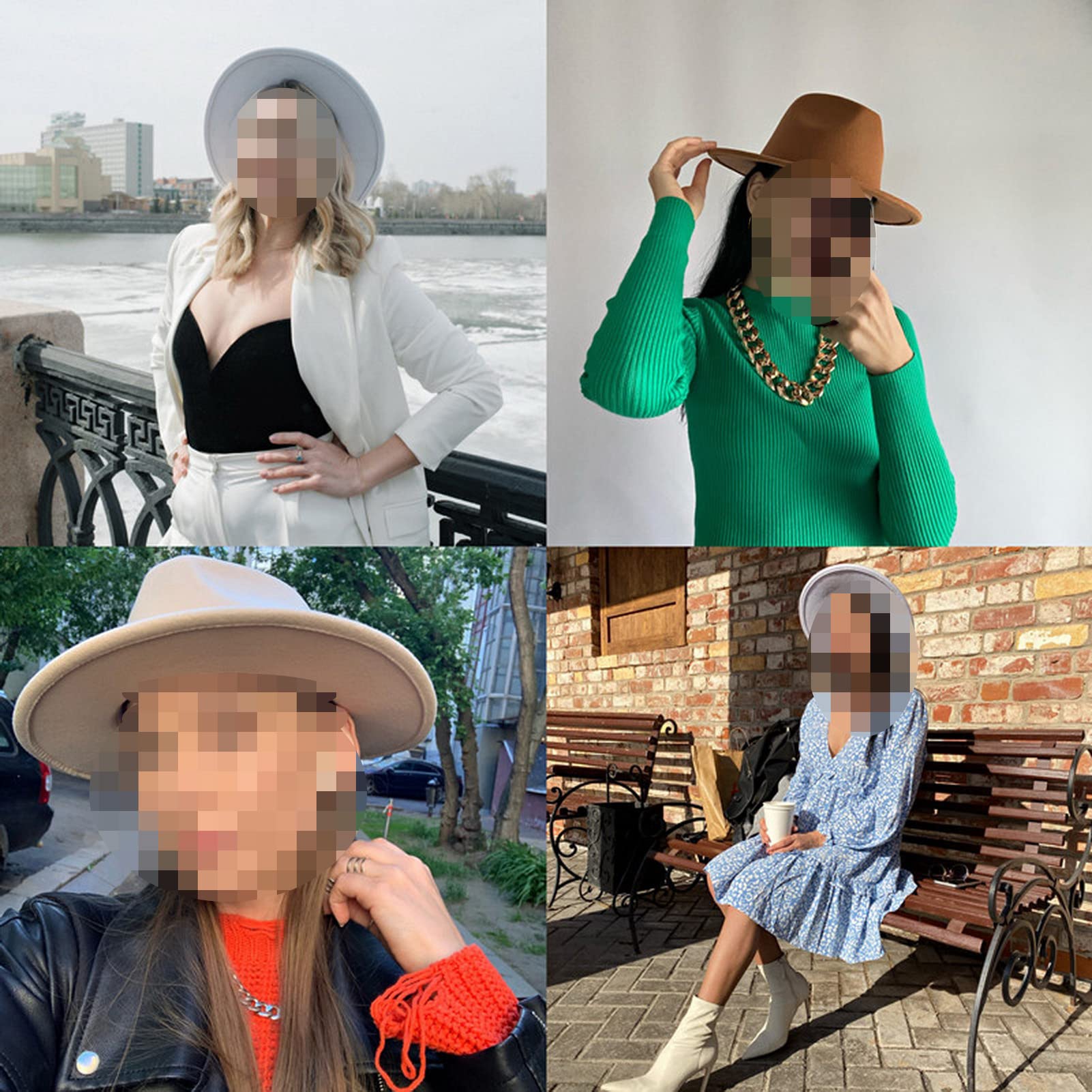 Stylish Fedora Hat for Women - Winter Wool Felt Fashion Hat with Wide Brim - Elegant Ladies Dress Hat for Outdoor Events, Parties & Cold Weather Protection