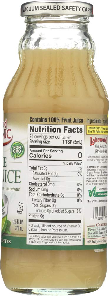 Pure Lime Juice by Lakewood - 12 Pack, 12.5 oz Bottles | 100% Natural, Not from Concentrate | Perfect for Cocktails, Cooking & Healthy Drinks