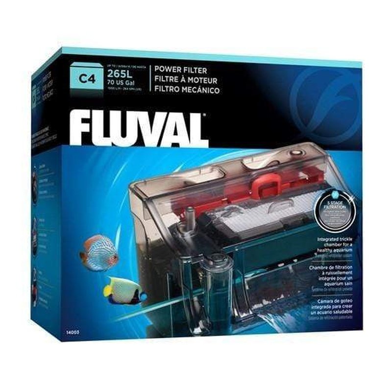 Fluval C4 Hang On Power Filter - 1000 L/H Flow Rate for Aquariums Up to 265L (70 Gallons) - Quiet External Fish Tank Filter for Freshwater & Saltwater - Perfect for Home, Office or Classroom Aquariums