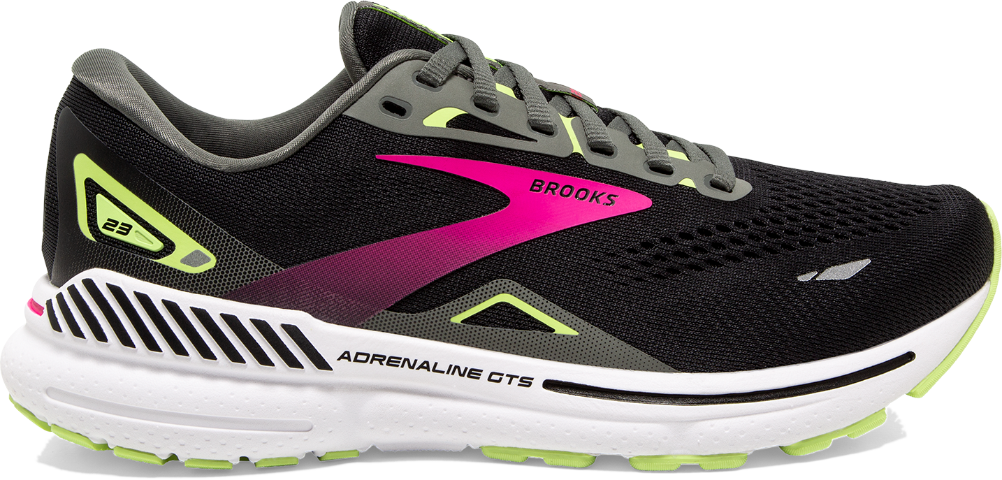 Women's Adrenaline GTS 23 Running Shoes - Black/Gunmetal/Sharp Green - Lightweight Cushioned Sneakers for Women - Perfect for Jogging, Gym Workouts & Daily Walking