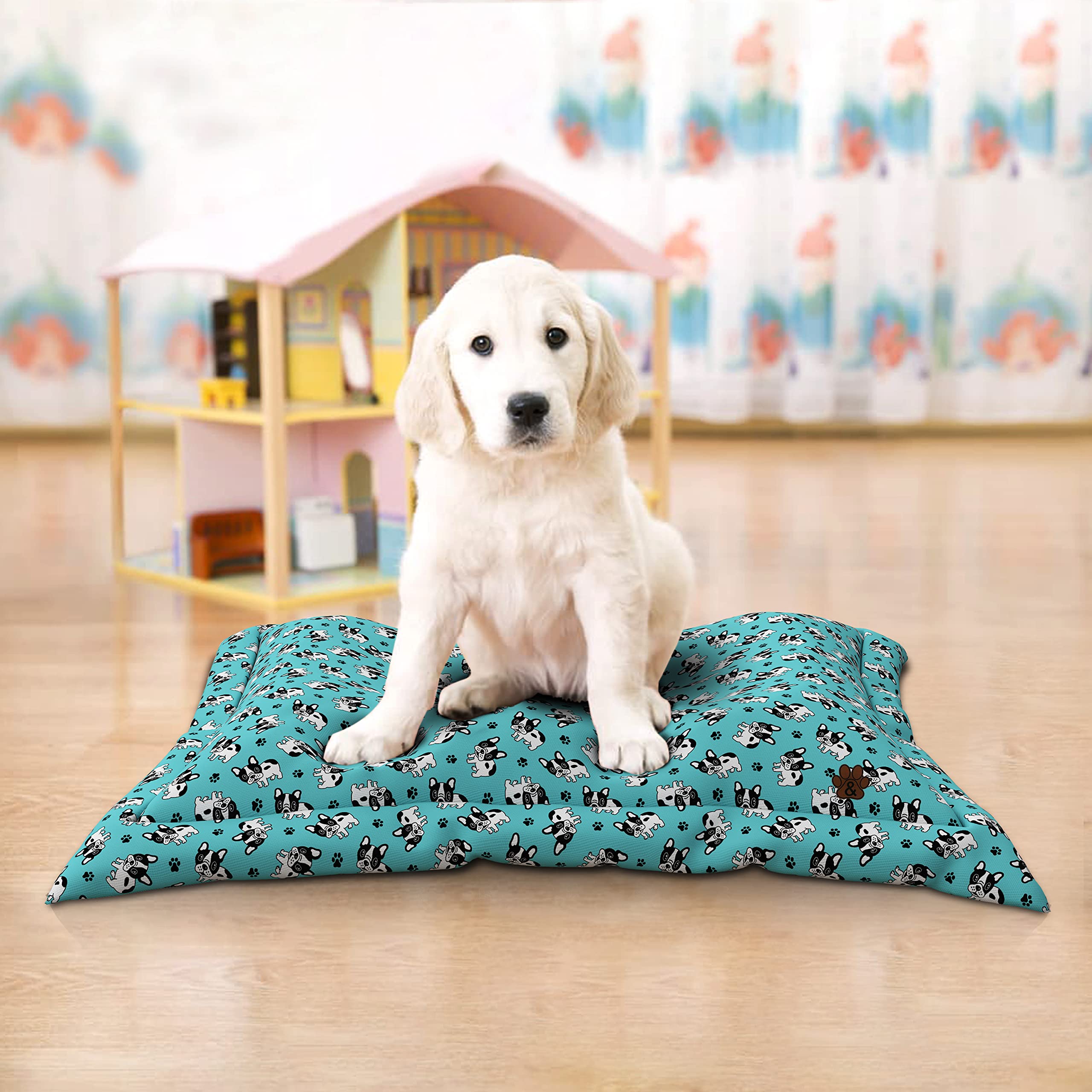 Premium Dog Bed Mat for Large, Medium & Small Dogs & Cats - Non-Slip Bottom, Machine Washable Pet Mattress (Pattern 03, Large) - Perfect for Crates, Floors & Pet Travel