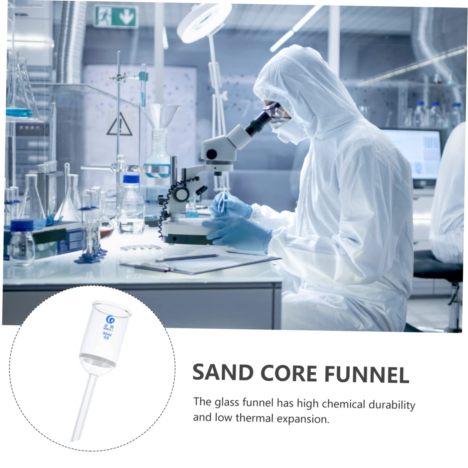 Premium 35ml Glass Sand Funnel & Laboratory Funnel - Fine Craftsmanship for Vacuum Filtration, Canning, and Scientific Experiments | Ideal for Chemistry Labs, Home Brewing, and DIY Projects