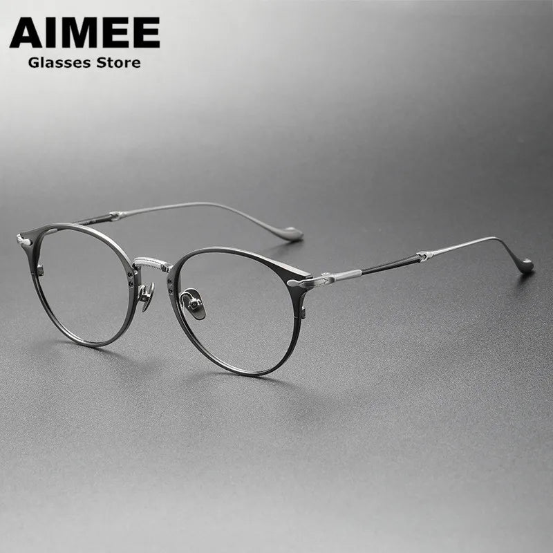 Aimee Unisex Full Rim Oval Round Titanium Eyeglasses Frame 3112 - Lightweight & Durable Eyewear for Work, Reading & Fashion