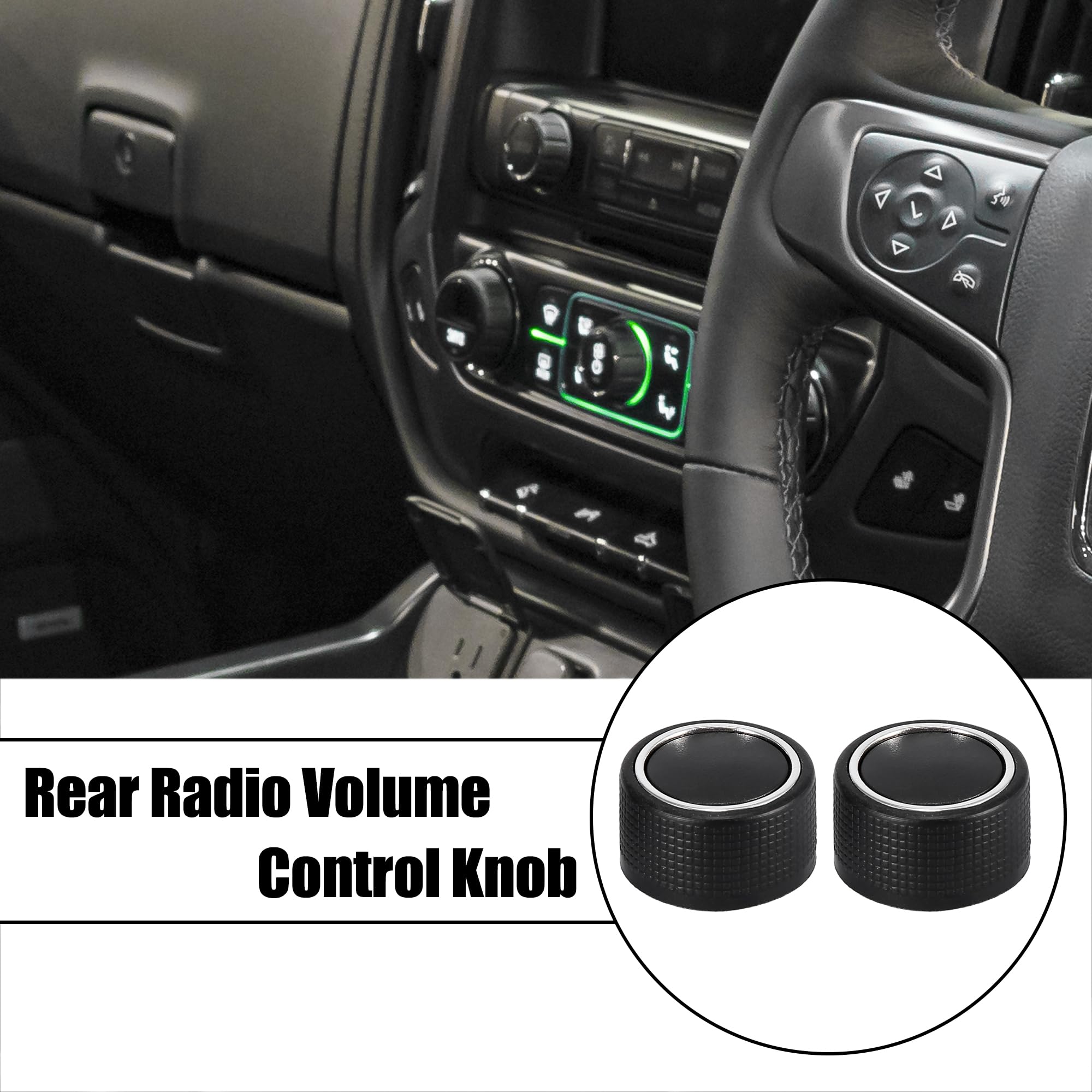 X AUTOHAUX 2-Pack Black Rear Audio Volume Control Knobs - Compatible with Chevrolet Tahoe, Traverse, Suburban & GMC Sierra, Acadia (Replaces GM Part# 22912547) - Perfect for Car Stereo Upgrades and DIY Repairs