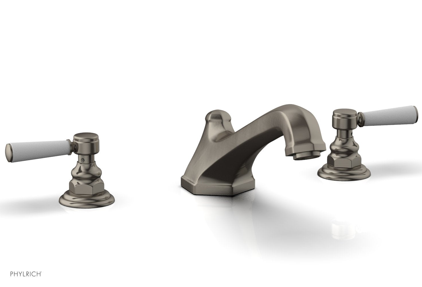 HEX TRADITIONAL Deck Tub Set with Satin White Lever Handles - 500 41 - Perfect for Bathroom Renovation & Modern Home Spa Experience