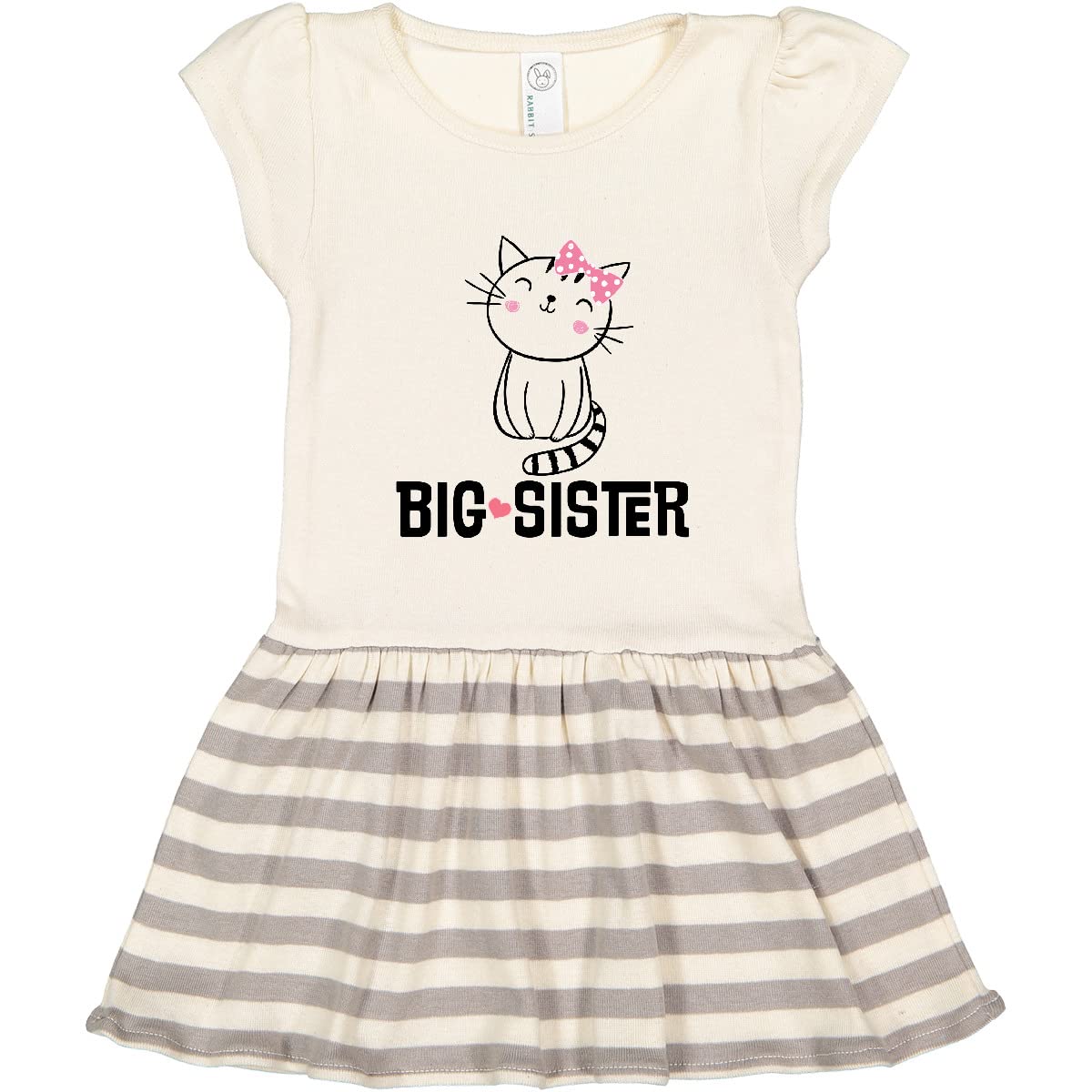Inktastic Big Sister Girl Cat Toddler Dress - Cute Cat Print Baby Girl Outfit for Sibling Photos, Birthday Parties & Family Events