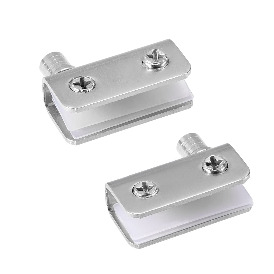 Stainless Steel Adjustable Glass Door Hinges Clamp - 5-8mm Thickness Cabinet Pivot Hinge Clip (1 Pair) - Perfect for Glass Cabinet Doors, Display Cases & Shower Enclosures