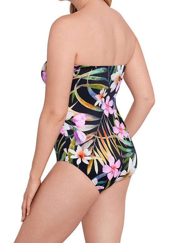 Longitude Women's Side Shirred Bandeau One Piece Swimsuit - Sexy High Cut Bathing Suit for Beach, Pool & Vacation | Tummy Control Swimwear for Women