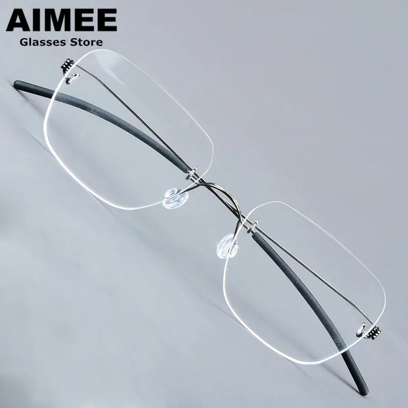 Aimee Women's Rimless Square Screwless Titanium Eyeglasses Frame 92487 - Lightweight Comfortable Glasses for Work, Reading & Everyday Use
