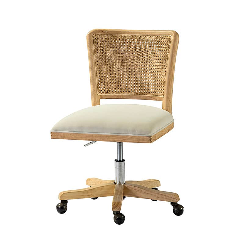 Blanca Cane Task Vanity Table Chair - Elegant White Accent Chair for Dressing Room, Bedroom, or Makeup Station - Perfect for Vanity, Desk, or Lounge Area