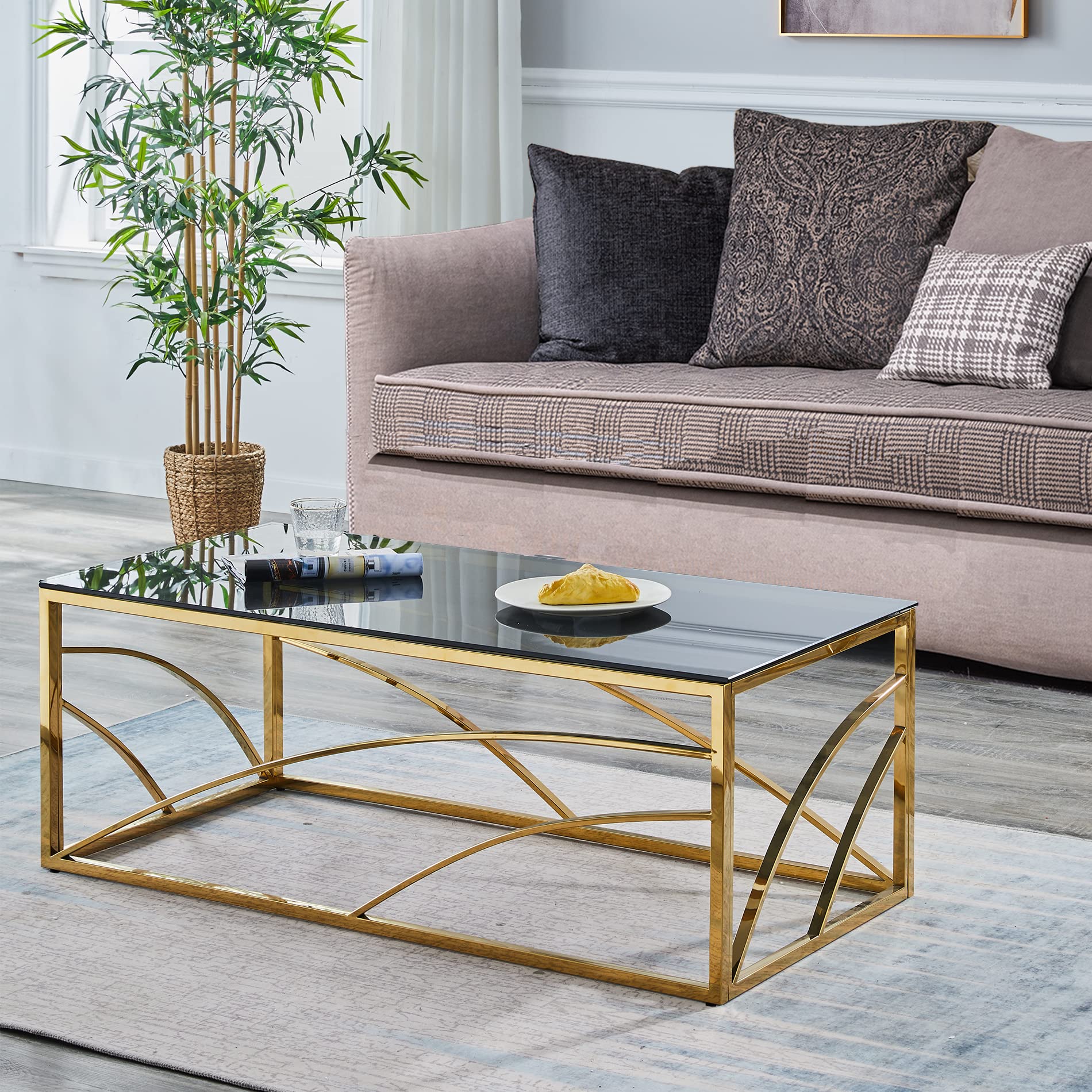 Luxury Gold Glass Coffee Table 47.24