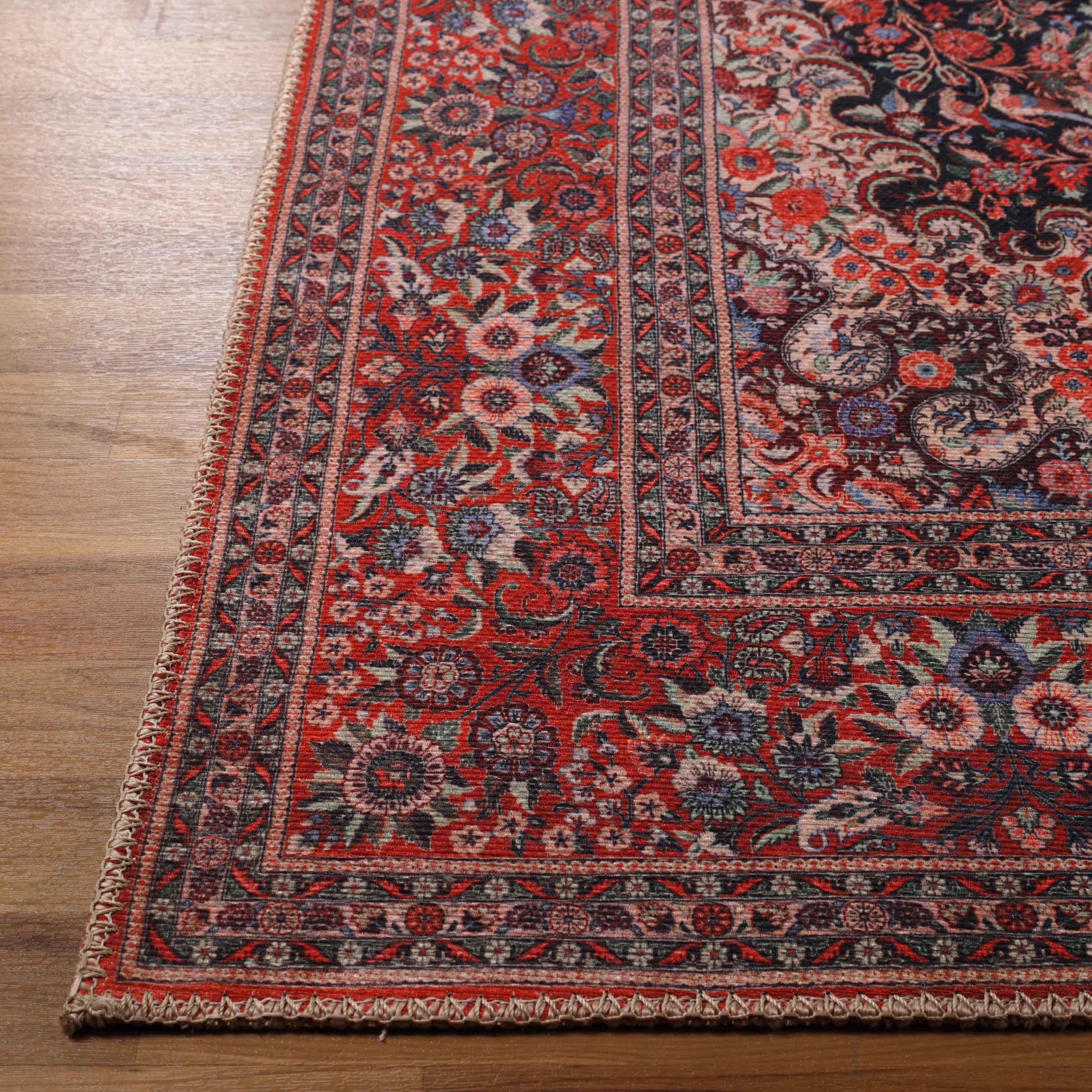 Fiorella Floral Medallion Indoor Area Rug - Non-Slip Living Room Runner Carpet for Bedroom, Hallway & Entryway Decor