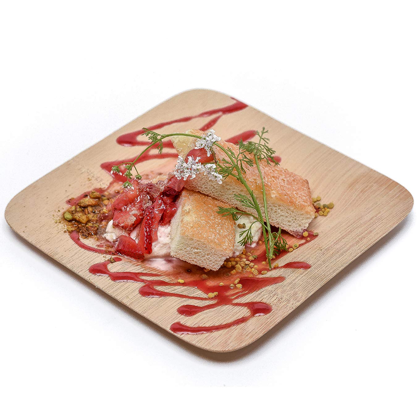 Eco-Friendly 7-Inch Square Bamboo Leaf Plates - Biodegradable & Recyclable Disposable Dinnerware (25/100 Count) - Perfect for Parties, Picnics, BBQs & Eco-Conscious Events