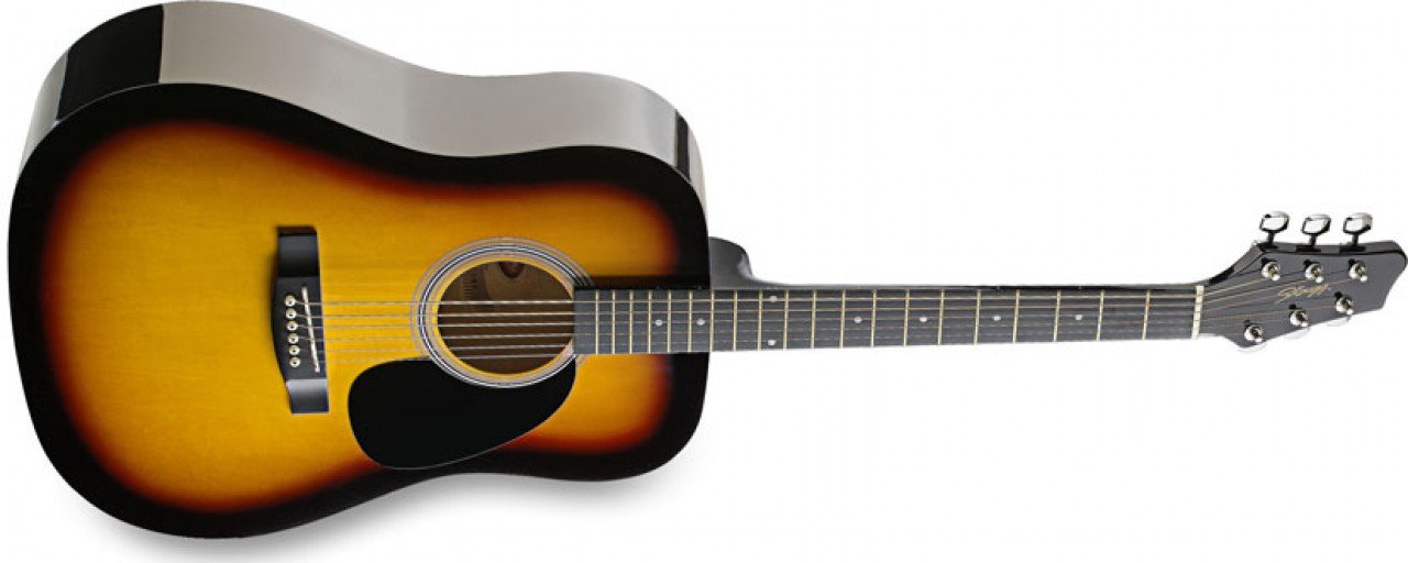 Stagg SW201SB Dreadnought Acoustic Guitar with Steel Strings - Sunburst Finish | Perfect for Beginners, Campfires & Live Performances