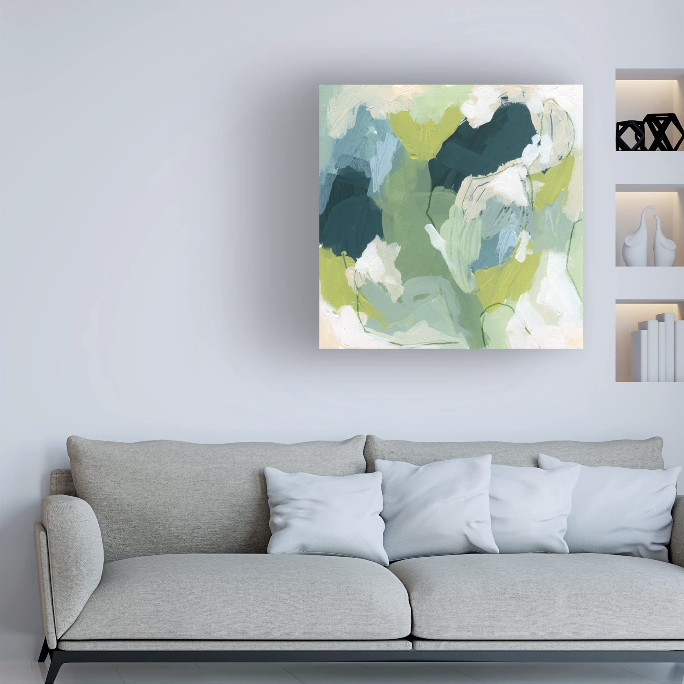 Trademark Fine Art 'Emerald Storm III' Canvas Wall Art Print by June Erica Vess - Modern Abstract Painting for Living Room, Bedroom & Office Decor