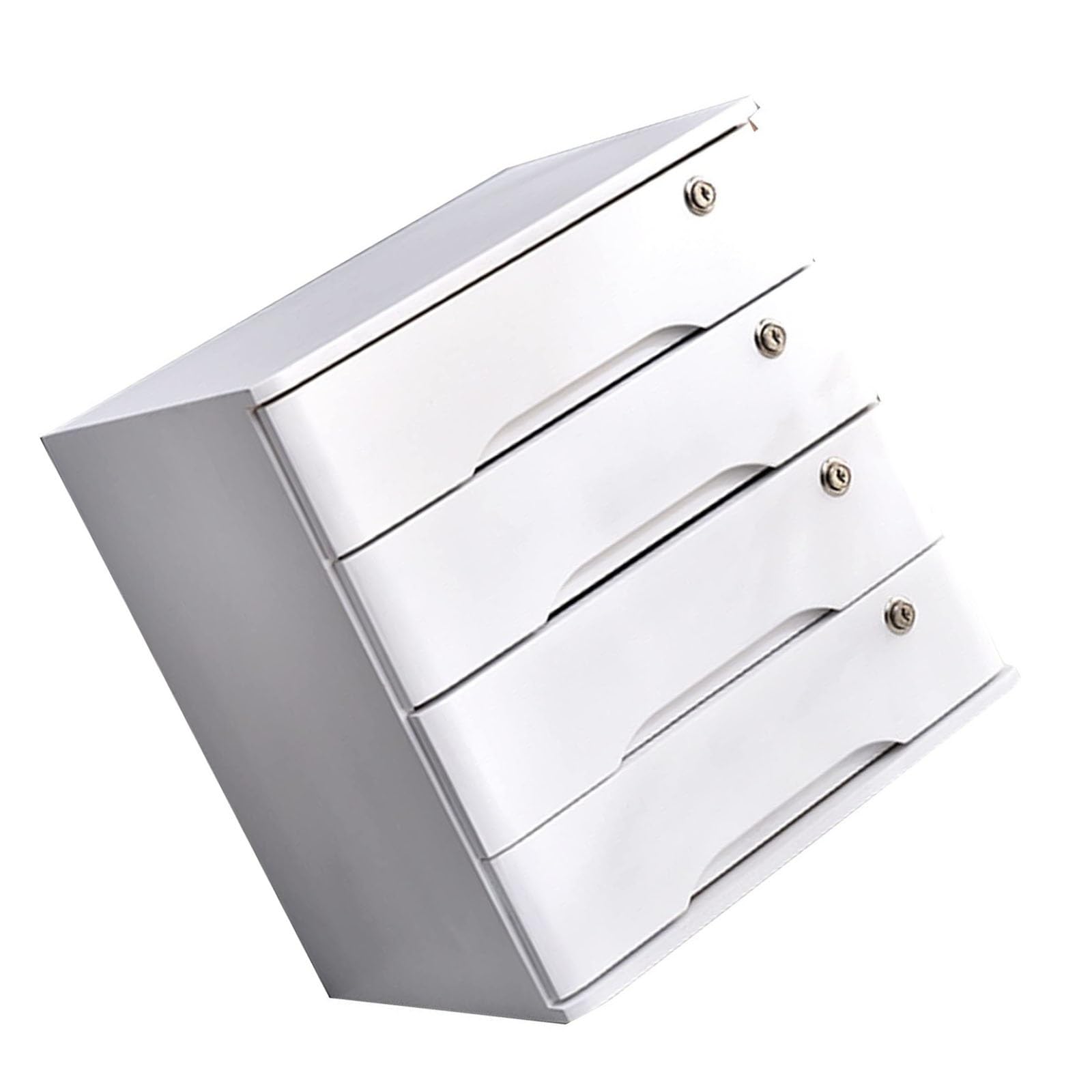 JAEFIT Solid Wood Desktop File Cabinet with Lockable Drawers - 1/2/3/4 Tier Flat File Storage Box for Office Organization | Home Office Desk Organizer for Documents, Artwork & Stationery