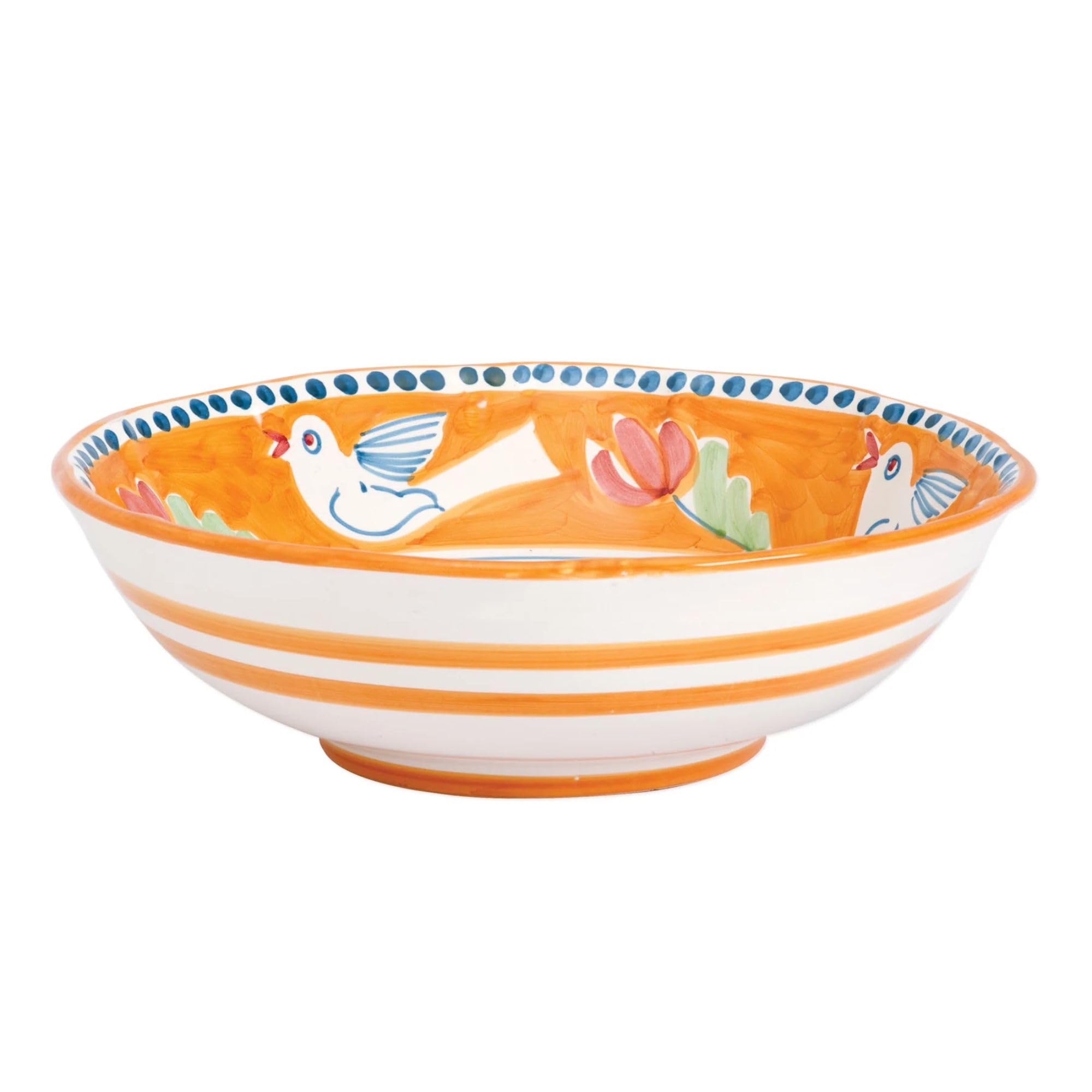 Vietri Campagna Uccello 12-Inch Large Serving Bowl - Handpainted Italian Earthenware Serveware Dish - Microwave & Dishwasher Safe - Perfect for Pasta, Salad & Family Dinners