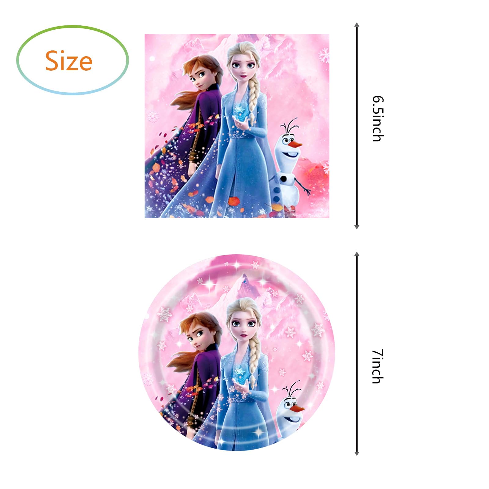 Frozen Birthday Party Supplies Set - 20 Pink Plates & 20 Napkins for Girls' Frozen Themed Party Decorations | Perfect for Disney Princess Birthday, Baby Shower & Winter Wonderland Celebration