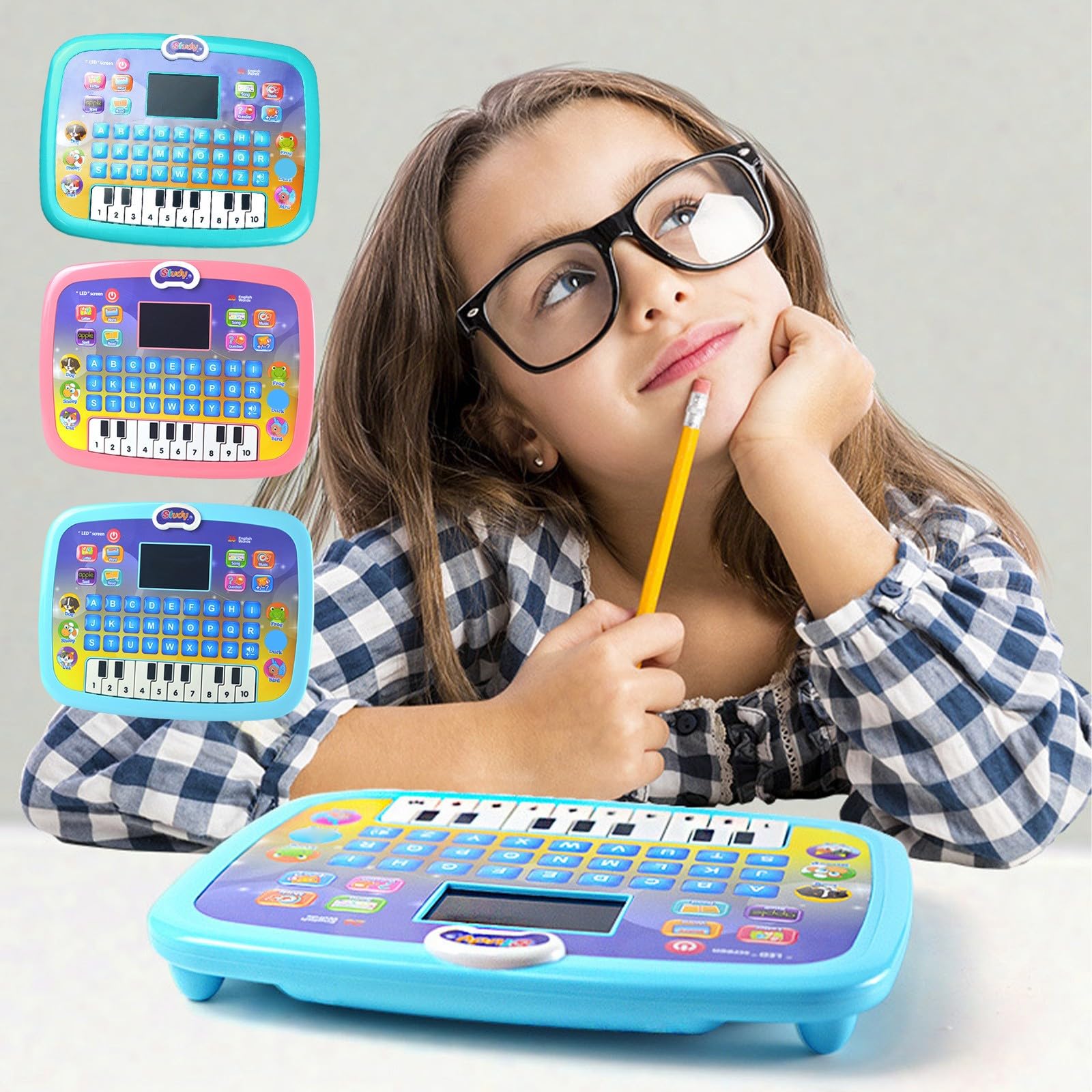 Kids Learning Tablet with LED Screen - Interactive Educational Toy for Toddlers | Teach Alphabet, Numbers & Math | Early Development Electronic Gift for Boys & Girls | Perfect for Birthday, Travel & Home Learning