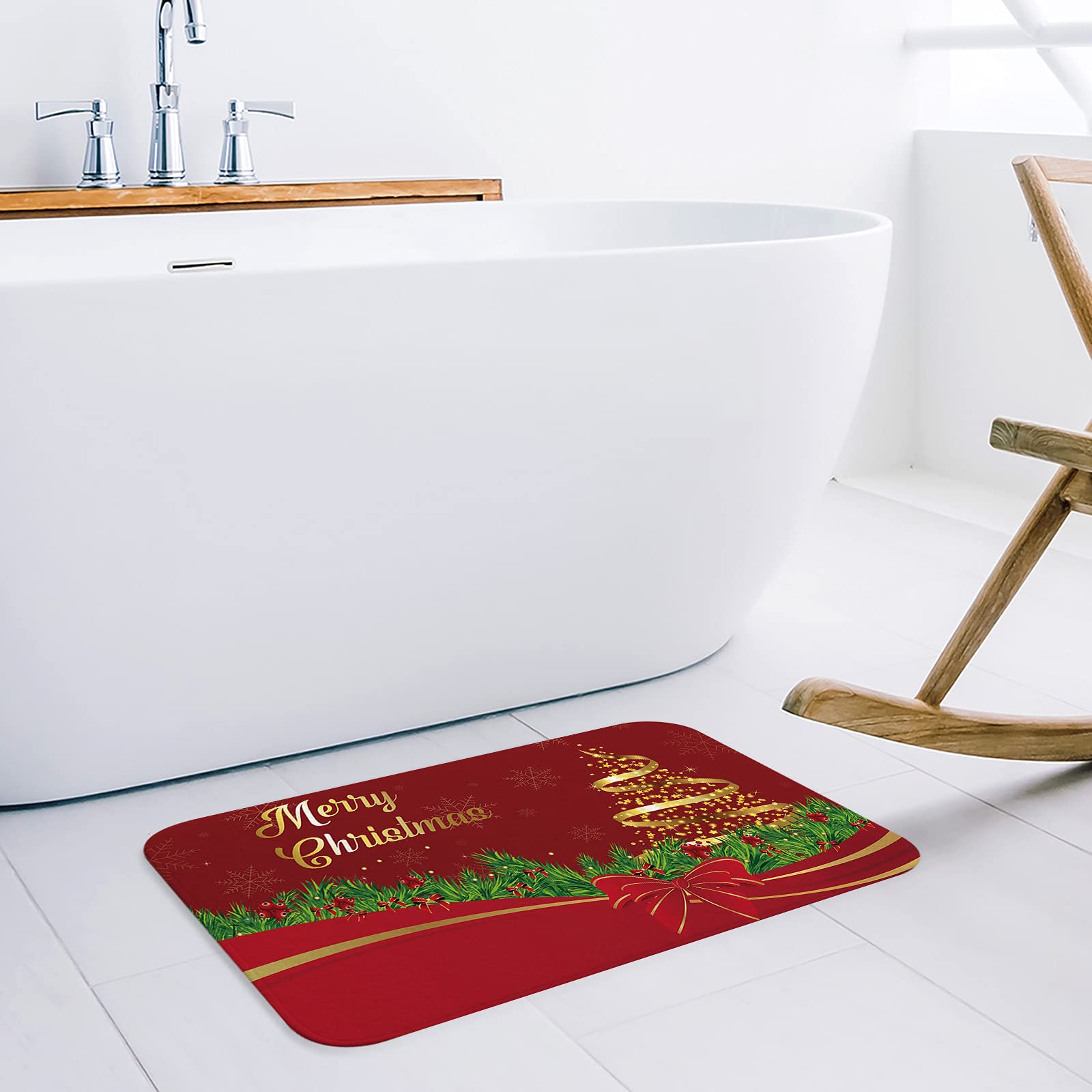 18x30in Christmas Outdoor Rug - Absorbent Door Mat for Bedroom, Kitchen & Bathroom Decor