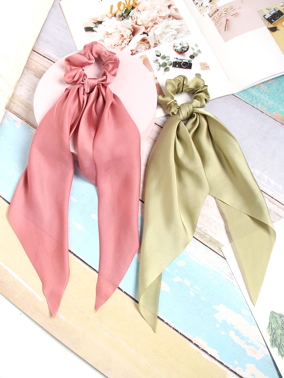 SUSULU Women's Hair Scarf Scrunchies - Solid Color Hair Ties for Ponytail & Bun - Gym, Work, Party