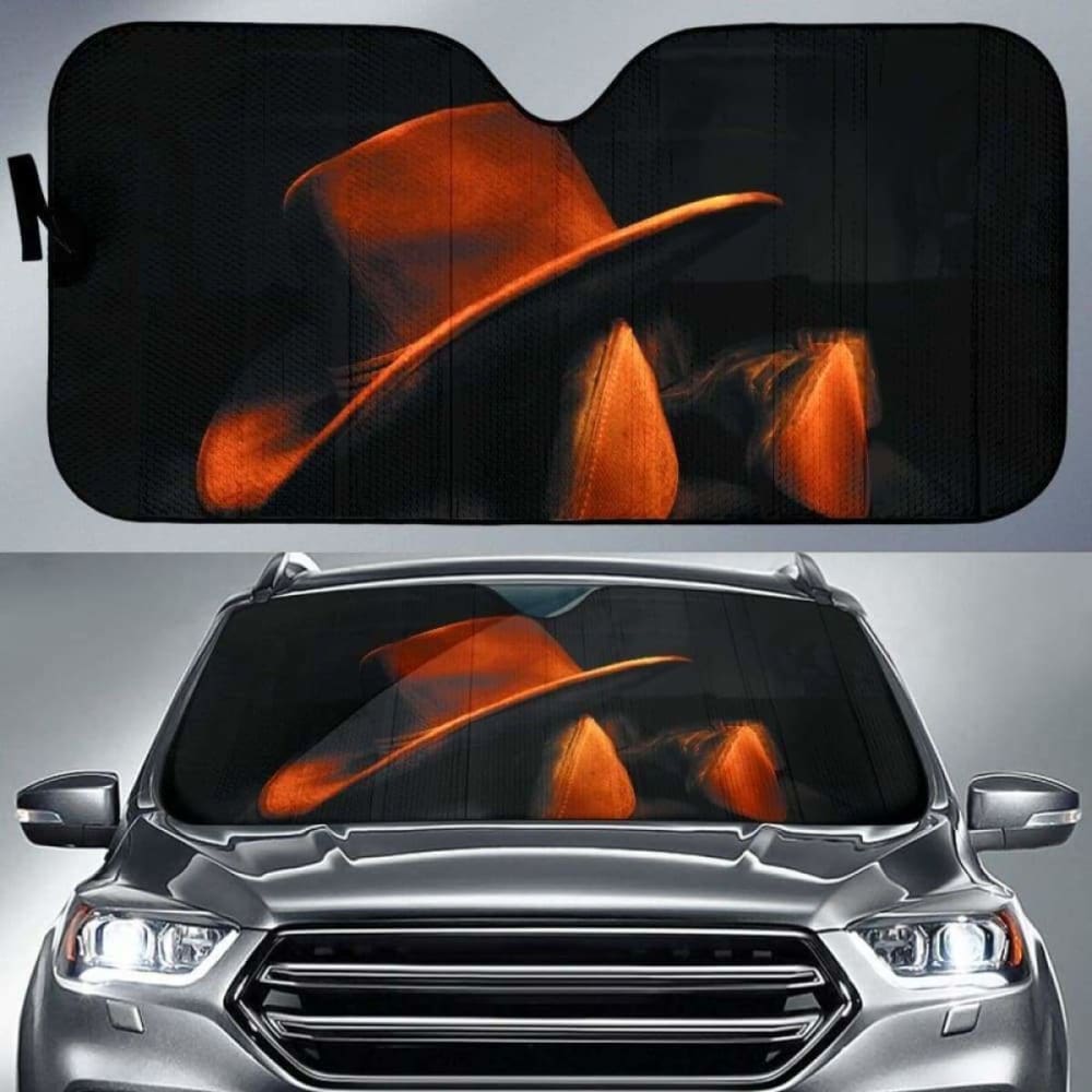 Vintage Cowboy Boots & Hat Car Sunshade - UV Protection Auto Accessory for Trucks, SUVs, and Sedans - Perfect for Road Trips and Western-Themed Decor