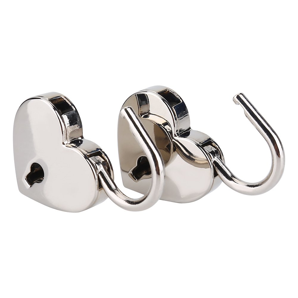 2 Pack Small Metal Heart Shaped Padlock with Key - Mini Love Locks for Jewelry Box, Diary, Luggage & Storage - Romantic Gift for Couples, Wedding, Anniversary - Silver