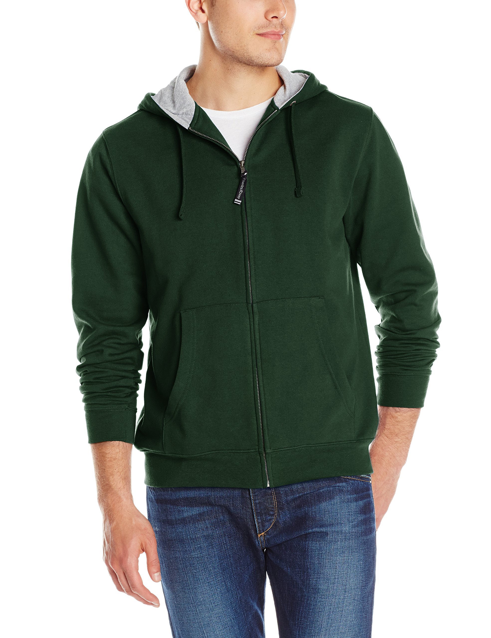 Charles River Apparel Men's Stratus Full Zip Hoodie Sweatshirt - Lightweight Fleece Pullover for Casual Wear, Outdoor Activities & Layering