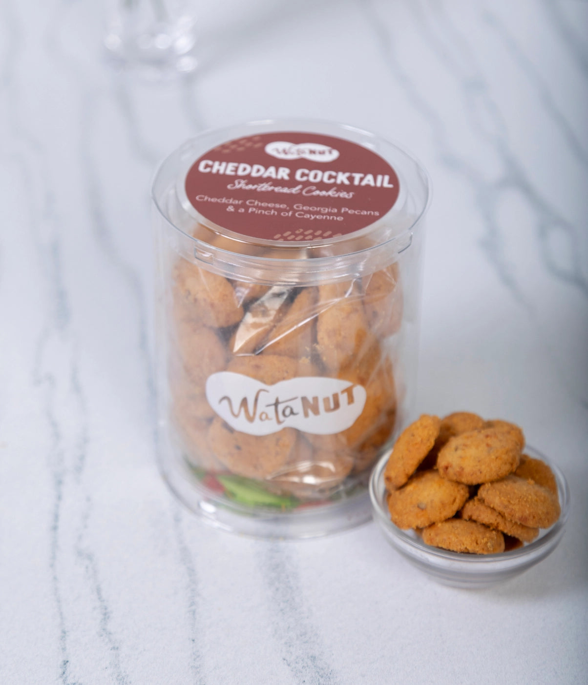 Watanut Cheddar Cocktail Cookie Tube - Crunchy Cheese Snacks for Parties, Gifts & Gourmet Appetizers